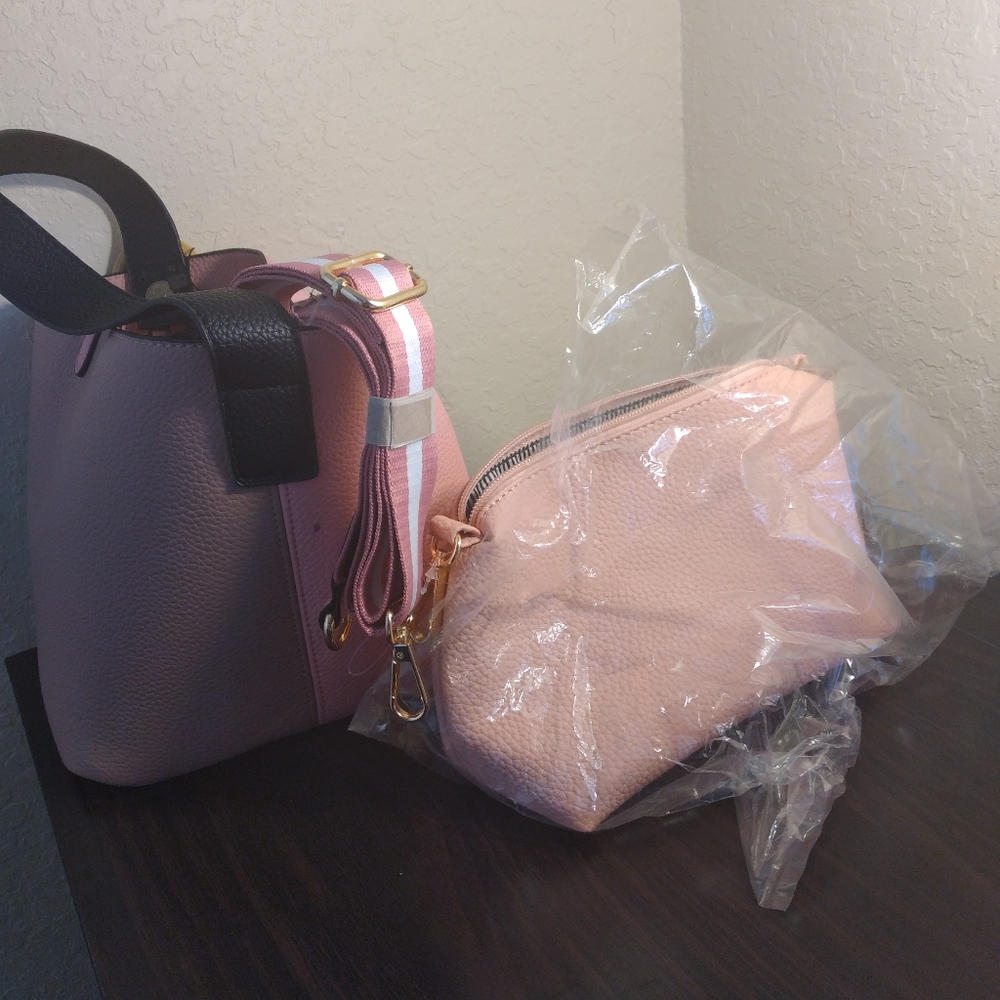 Pink and black bag